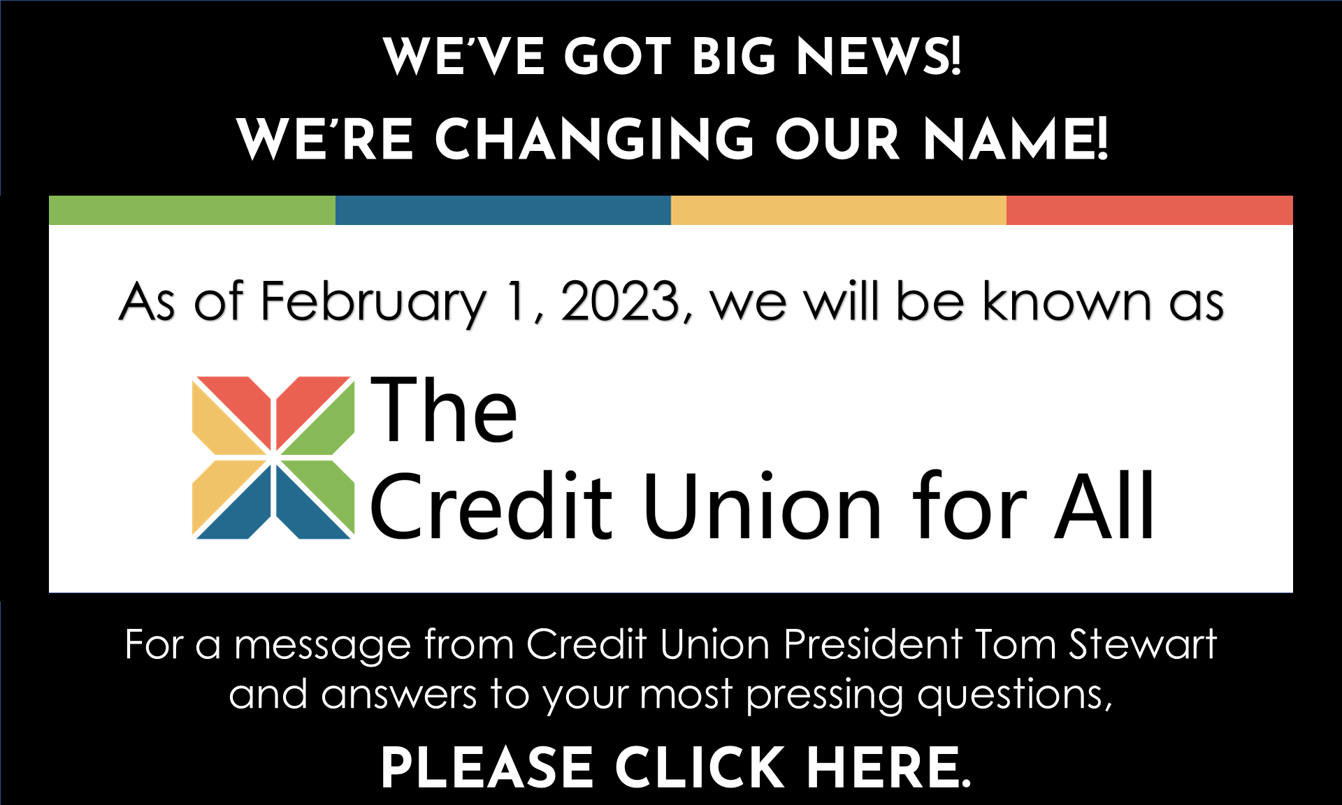 Name Change Announcement banner
